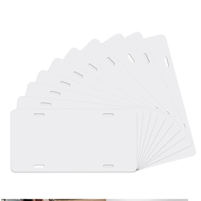 10 Pack Sublimation License Plate Blanks, Metal Aluminum Automotive Front  License Plate Tag, DIY Sublimation Blank